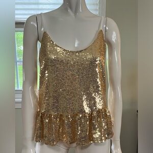 Gorgeous Gold sequined peplum tank.
